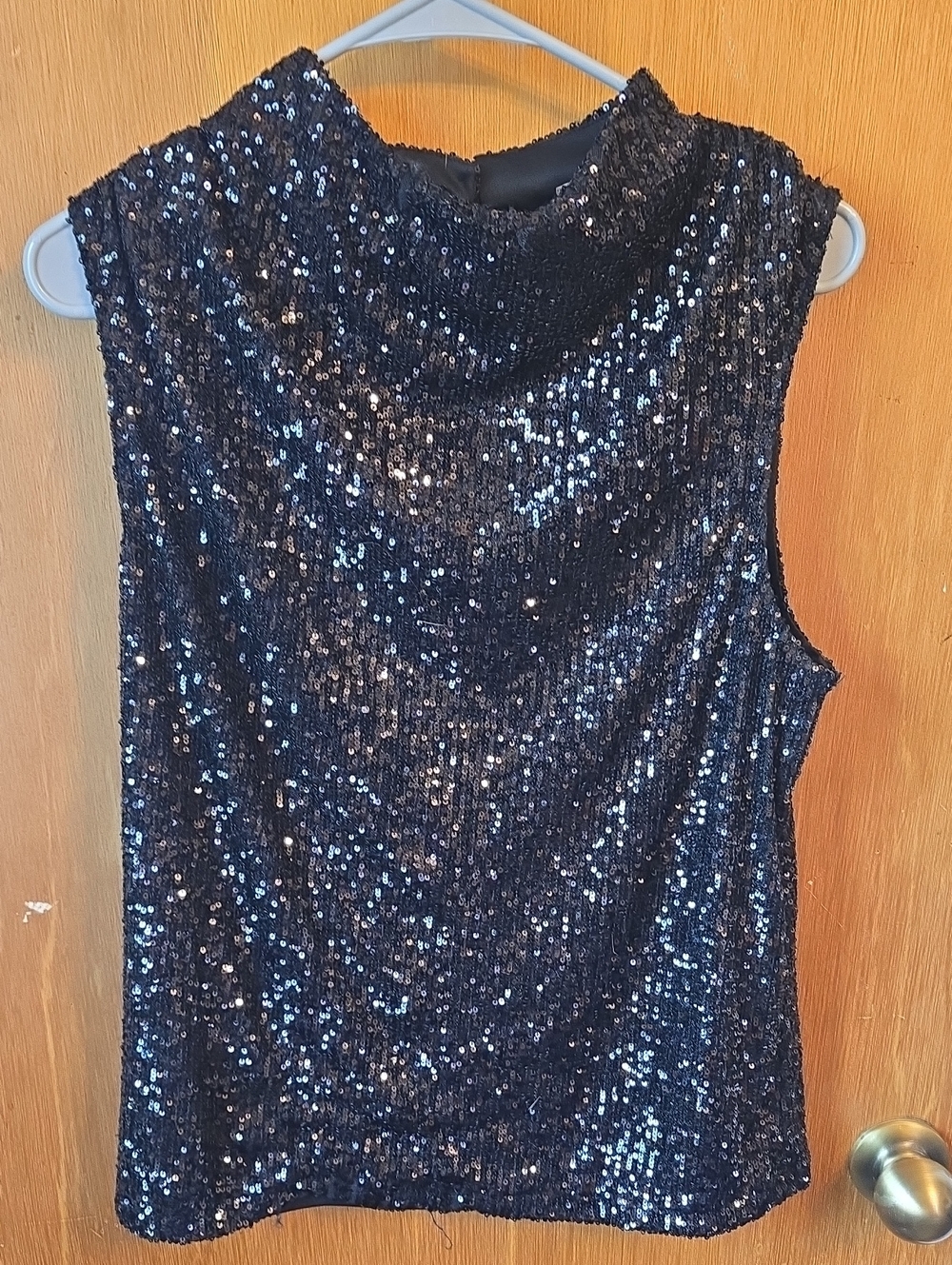 Cable & Gauge Black Sequin Mock Neck Camisole